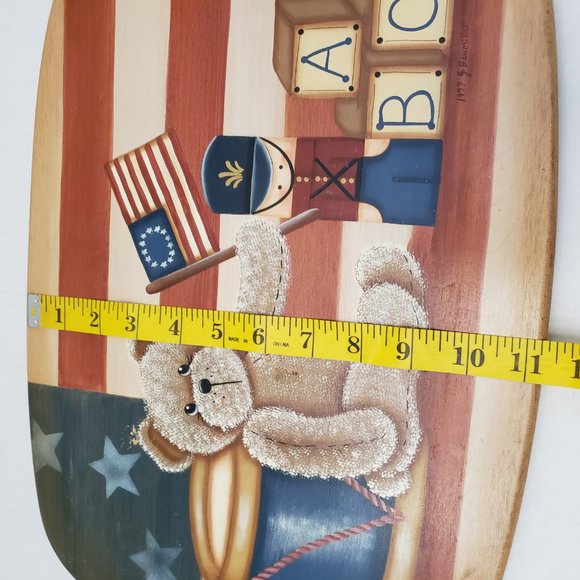 Basket Accessories Wood Toys Patriotic American USA Flag Art Wall Display 90s - Picture 12 of 16